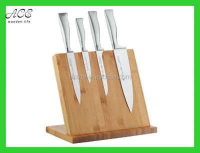 China Sustainable bamboo knife holder with magnet bamboo knife block with magnet bamboo knife rest with magnet for sale