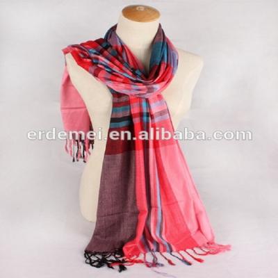 China Hot Lady Squishy Yarn-dyed Yarn-dyed Scarf/Decoration/Gift With Tassel for sale