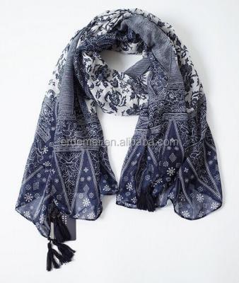 China 2019 pattern fashion geometric pashmina printed polyester voile scarf for sale