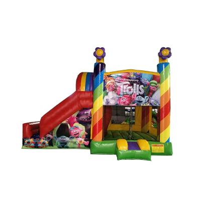 China Hot Sale PVC Candy Inflatable Bounce and Slide Combo Kids Inflatable Bounce Castle Slide for sale