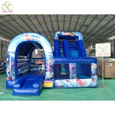 China House Bouncy Castle Bouncy Game Park Inflatable Fish Slide Bounce Combo With Slide for sale