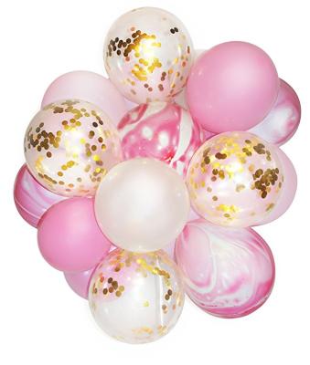 China Party Decoration Balloon Helium Globos Latex 12inch Pink Marble Balloons With Gold Confetti Balloons Set for sale