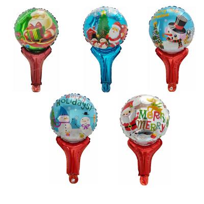 China Wholesale Party Merry Christmas Hand Stick Foil Helium Balloon Children Toys Hand Turnout Balloon for sale