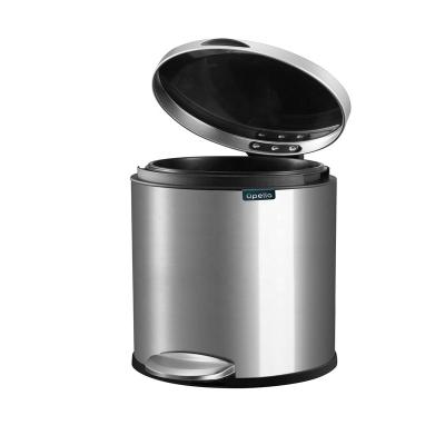 China Sustainable Japan 9l Silver Round Shaped Foot Separating Garbage Bin for sale