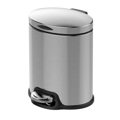 China Sustainable Silver Foot Operated Stainless Metal Food Around Small Waste Bin Kitchen for sale