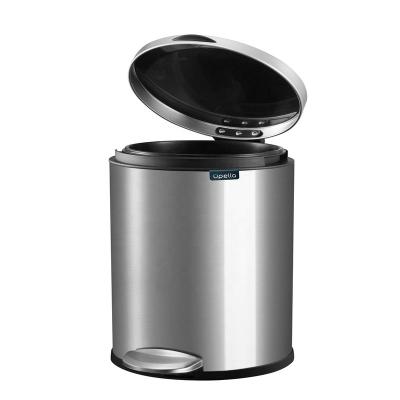 China Viable Silver Metal Hotel Bathroom Trash Can Foot Operated Pedal for sale