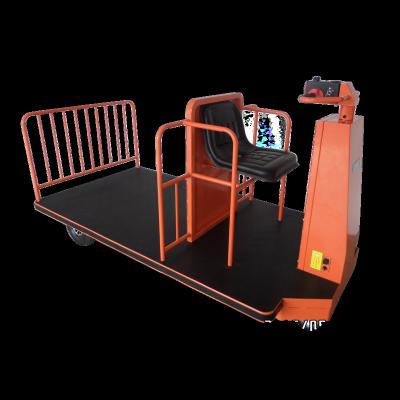 China Easy Mobile Sitting Driving Electric Powered Flatbed Cart Logistics Hand Truck For Transport Cargo for sale