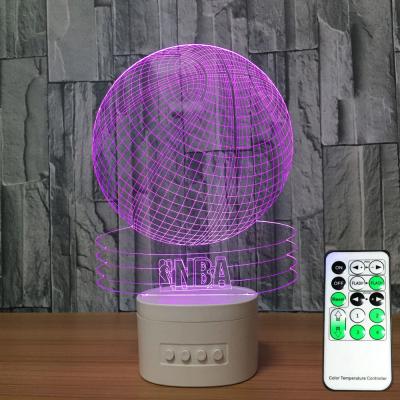 China LED lamp with bluetooth speaker Wholesale NBA 7 Color Night Light Basketball 3D LED Flashing Remote Control Lamp for sale