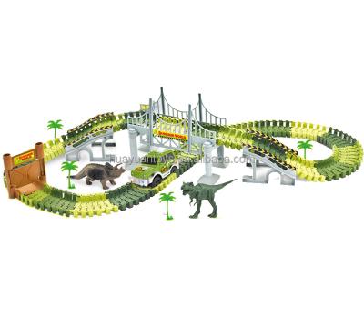 China Toy Racing Educational Toys Electric 144PCS Dinosaur Track Car Dinosaur Track Toy 144PCS DIY Slot Rail Track for sale