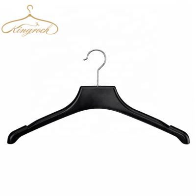 China Eco-friendly Materials 38 cm 15 Inch Plastic Black Suit Coat Display Hanger For Heavy Hang Women Lady Overcoat for sale