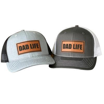 China Custom Men's Sports Logo DADDY LIFE JOINT Leather Trucker Hat Patch Big Baseball Caps Mesh Snapback For Summer for sale