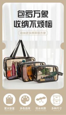 China TRANSPARENT PVC STORAGE BAG PORTABLE INTERNET CELEBRITY PORTABLE WATERPROOF TOILETRY BAG COSMETICS MULTI-FUNCTIONAL LARG en venta