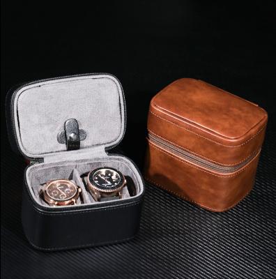 China TWO WATCH COLLECTION JEWELRY BOX CROSS-BORDER STRAP STORAGE COWHIDE WATCH BOX JEWELRY BOX PORTABLE for sale