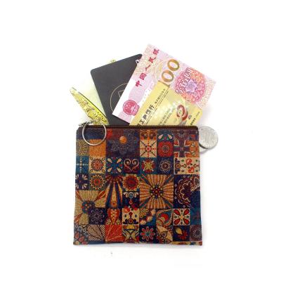 Chine VINTAGE VRAIE BOIS PRINT CORC pièces de monnaie portefeuille écorce imprimé pièces de monnaie sac clé petit sac carré Casual NOSTALGIA Clutch sac à vendre