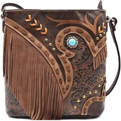 China WESTERN COWGIRL FASHION STYLE LEATHER FRINGE CROSSBODY HANDBAGS WOMEN PURSE COUNTRY EVERYDAY SHOULDER BAG for sale