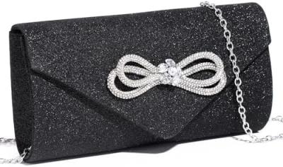 中国 WOMEN EVENING HANDBAG SHINY CRYSTAL BOW FLAP CLUTCH PURSE FOR WOMEN WEDDING PARTY PROM PURSE 販売のため