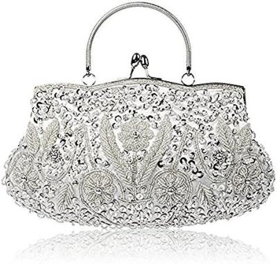 China TMORE BEADED SEQUIN DESIGN FLOWER EVENING PURSE LARGE CLUTCH BAG en venta