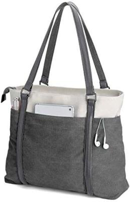 中国 WOMEN LAPTOP TOTE BAG FOR WORK LIGHTWEIGHT SPLICE CANVAS 15.6 INCH HANDBAG PURSE 販売のため