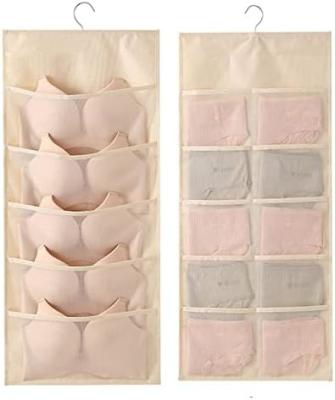 China LIREX BRA STORAGE ORGANISER WITH 10 POCKETS, 1 PACK FOLDABLE UNDERWEAR HANGING ORGANIZER FOR WARDROBE WALL MOUNT BRA HAN for sale