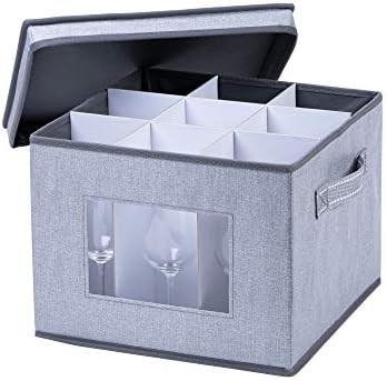 China VENO 2 Pack Wine Glass Storage Box with Lid and Handles, Glasswares, China Organizer, Great for Moving, Transport. for sale