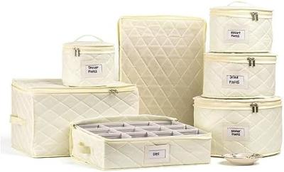 Κίνα CHINA STORAGE CONTAINERS QUILTED. 7PC DISHES STORAGE KIT WITH 48 CUT-TO-SIZE FELT INNERS. FINE CHINA STORAGE, PLATE προς πώληση