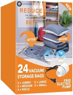 China 12 PACK VACUUM STORAGE BAGS (3 X JUMBO, 3 X LARGE, 3 X MEDIUM, 3 X SMALL), SPACE SAVER SEALER COMPRESSION BAGS WITH à venda