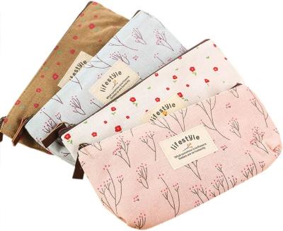 China Pencil Case, Cute Floral Flower Canvas Zipper Pencil Cases Lovely Fabric Flower Tree Pen Bags Supplies 4 Pcs en venta