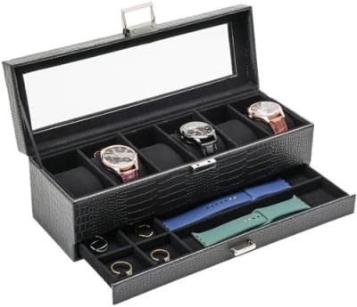 China ProCase Uhr Box Organisator für Männer, 6 Slot Uhr Display Case mit Schublade, Vatertagsgeschenk Herrenuhr Halter Uhr zu verkaufen