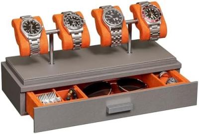 Китай ROTHWELL Luxury Watch Display Case for 4 Watches Кожаная коробка для часов с акриловым покрытием и съемным слайдом в подушках продается