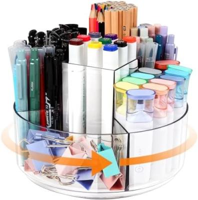 China 5 gleuf 360 graden draaiende acrylpenhouder voor bureau, markerhouder caddy kunstvoorraad organisator pen organisator voor bureau Te koop