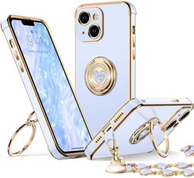 China iPhone 12 Pro Max Funda com suporte, Funda para telefone com suporte de anel duplo, Mulheres meninas Bling Luxury Protective Case Hear à venda