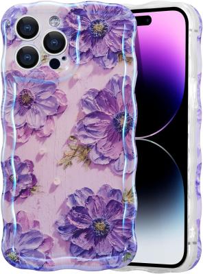 China iPhone 12 Pro Max, colorful retro oil print laser gloss pattern cute curly wavy edge exquisite phone case for sale