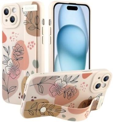 China iPhone 12 Pro Max Silicone Case with Strap for Women Girls Cute Floral Flowers Pattern Design Adjustable Soft Wirstband for sale