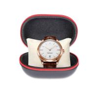 China Pantone Color Leather EVA Zipper Watch Case Fabric Debossing Logo for sale