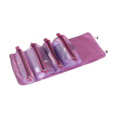 China Cuatro en un almacenamiento portátil del cepillo del maquillaje del viaje de Mesh Folding Makeup Wash Bag en venta