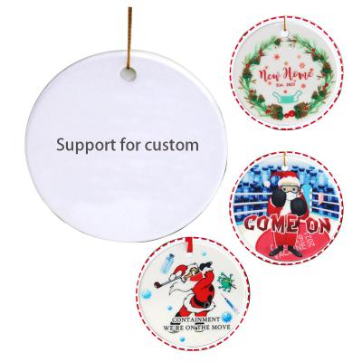 China Hot Selling 3 Inch Amazon Circle CERAMIC Christmas Round Christmas Tree Decorations Pendant Ornament for sale