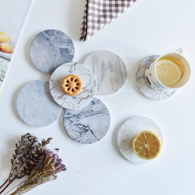 China Viable Wholesale Round Coffee Absorbent Marble Coasters For Drinks Cup Mat Custom Table Pads for sale