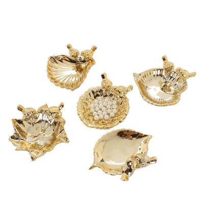 China Fashion Nordic Gold New Style Ceramic Trinket Dish Ring Trays for sale