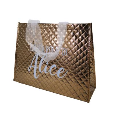 China 100% Recycle Brown Embossed Laminated Reusable Shopping Bags With Logos for sale