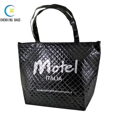 China 100% Recycle New Design Laminated 3 Layer Reusable Promotional Tote Shopping Bags With Zipper for sale