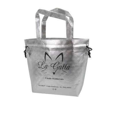 China 100% Eco-friendly Custom Medium Metal Lamination Custom Logo Drawstring Jewelry Bags for sale