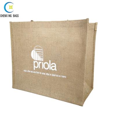 China 100% Recycle China Factory Customize Logo 100% Recycle Jute Natural Letter Printed Reusable Bags for sale