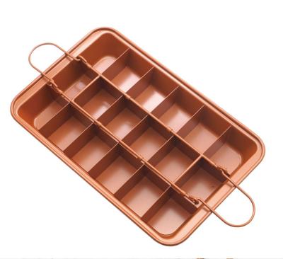 China 100% Sustainable Brownie Safe Food Grade Non-Stick Casserole With Dividers 18 Cavity High Carbon Steel Brownie Baking Tray for sale