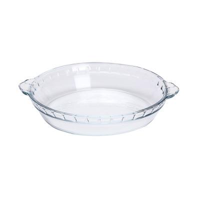 China Pyrex Dish Sustainable Household Dinner Fruit Food Dish Round Disc Microwave Oven Glass Bowls for sale