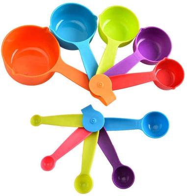 China Sustainable 10pc Food Grade Stackable Measuring Cups And Spoons Set , Colorful Measuring Cups Plastic Measuring Cups Set for sale