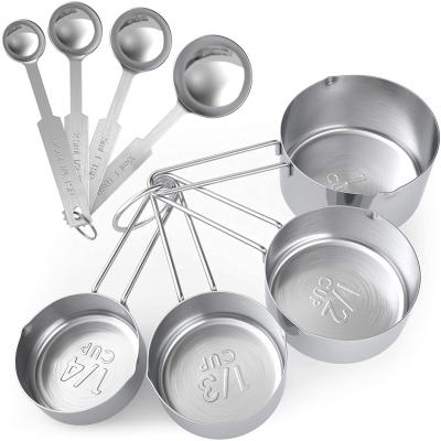 China Sustainable Professional Superior Stainless Steel 8PC Stackeble and Organized Kitchen Cooking Measuring Cups and Spoons Set for sale