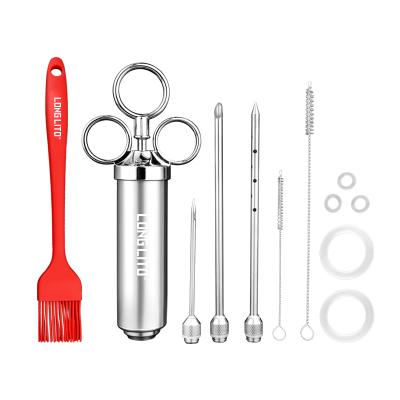 China Durable Heavy Duty 2OZ 304 Stainless Steel Meat Marinade Injector With 3 Needles for sale