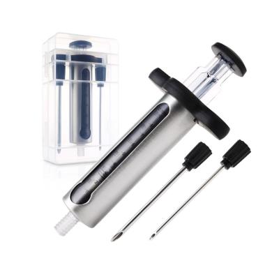 China Sustainable new style stainless steel meat injector set with measuring window and 2 professional marinade needles for sale