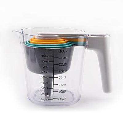 China Food Grade 9 Piece 1000ml Sustainable Practical Plastic Measuring Cup And Doser Set With Scale for sale