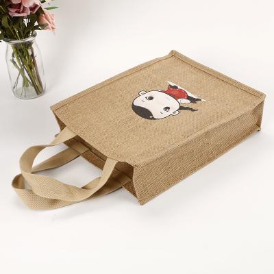 China Eco-friendly Promotional Heat Transfer Printing For Jute Bag With Cotton Webbing Handles for sale